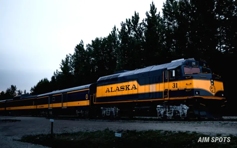 Alaska Railroad train coastal view