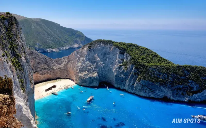 Zakynthos Shipwreck Cove blue water