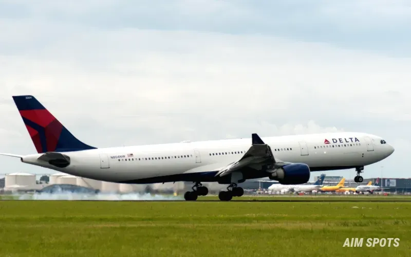 Delta airplane taking off