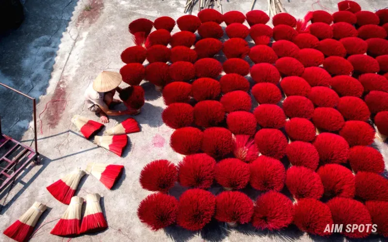 drying piment d'espelette on white house walls