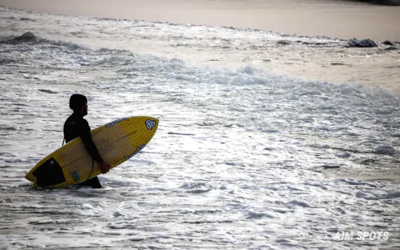 surfer standing up on a wave for the first time