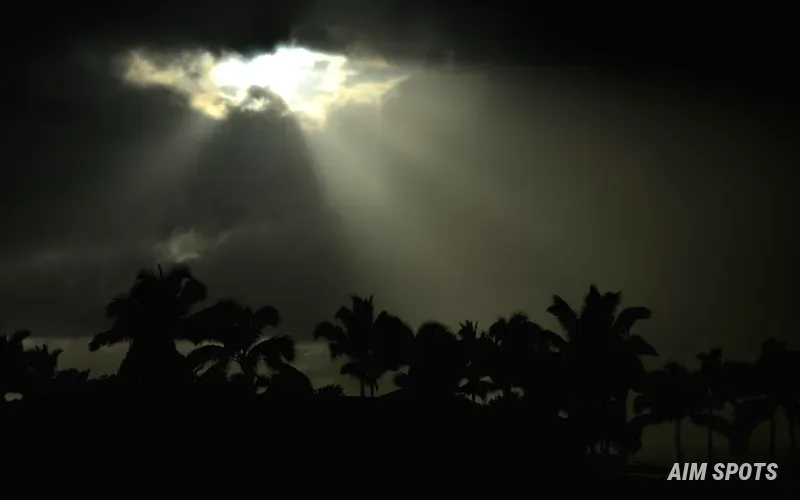 Hawaii storm clouds beach