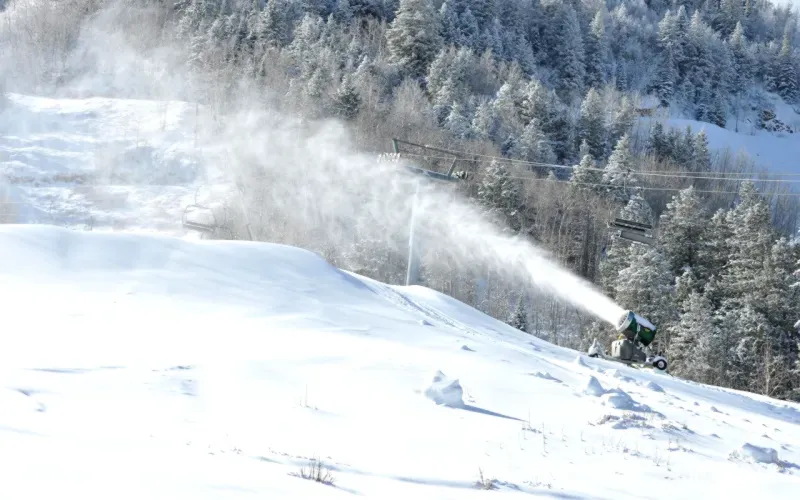 modern snowmaking machine in action