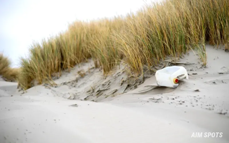 plastic waste on remote beach