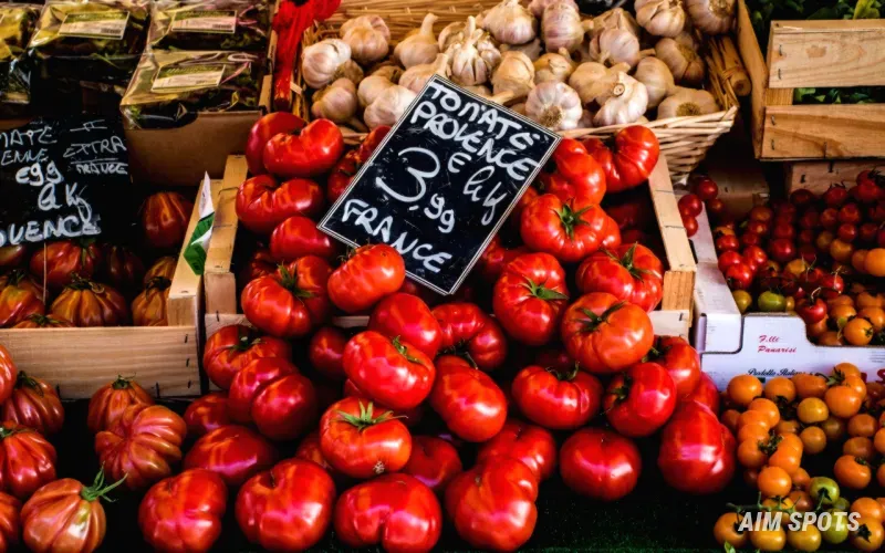 Fresh Provencal food market with colorful vegetables