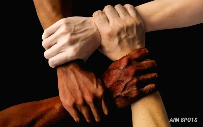 diverse team collaborating in a modern office space