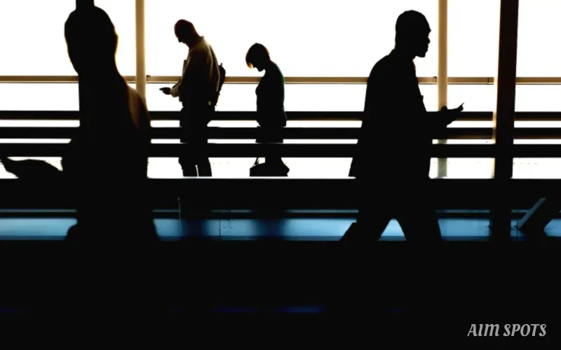 business traveler at airport terminal