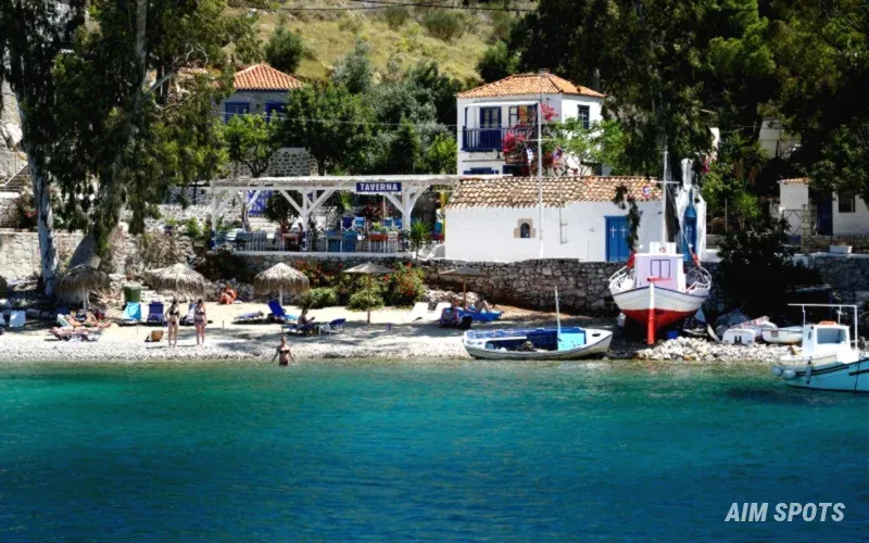 Hydra island water taxi Greece
