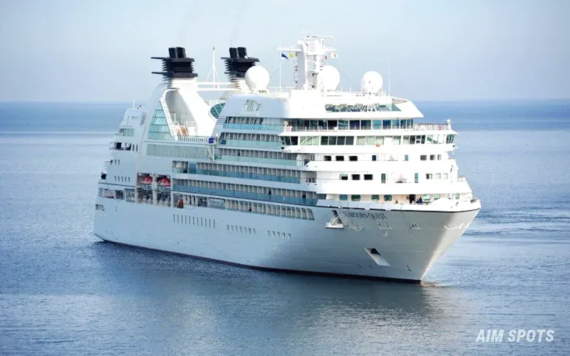 luxury cruise ship in east asia port