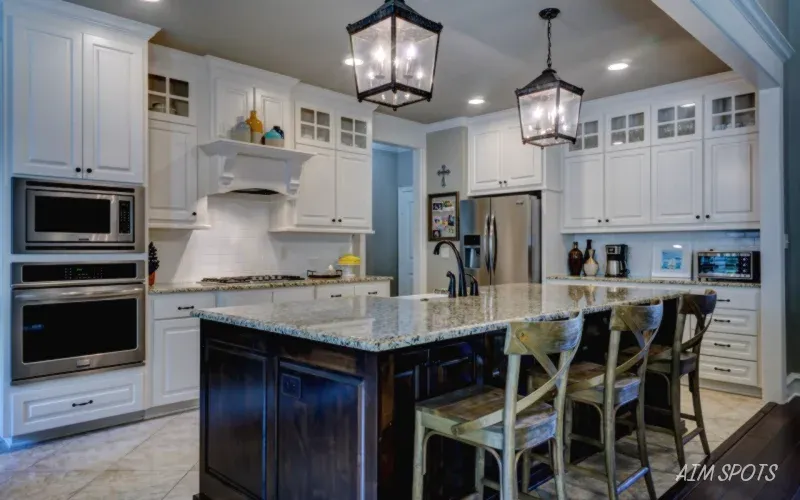 luxury kitchen and workspace in rental villa