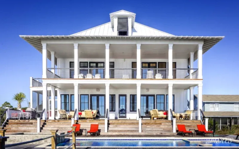luxury resort swimming pool overview