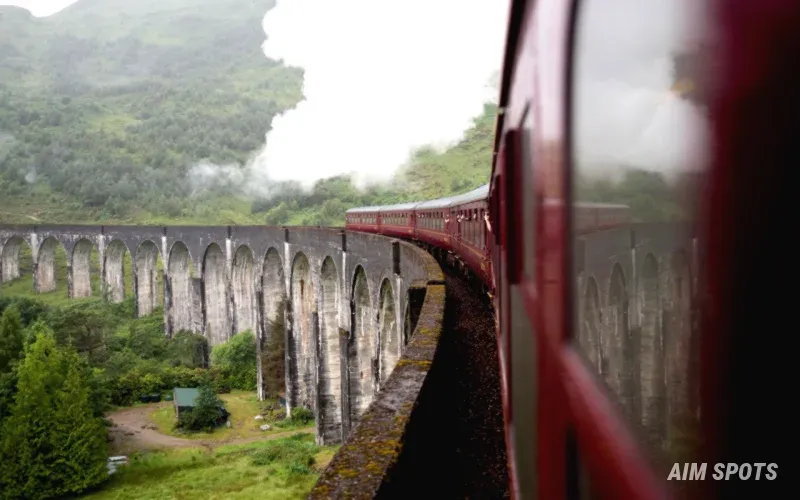 scenic train journey through mountains