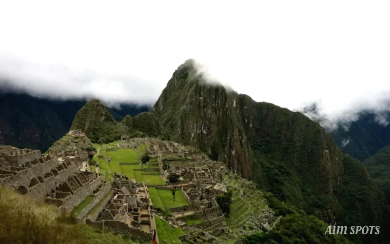 view of machu picchu from huayna picchu peak