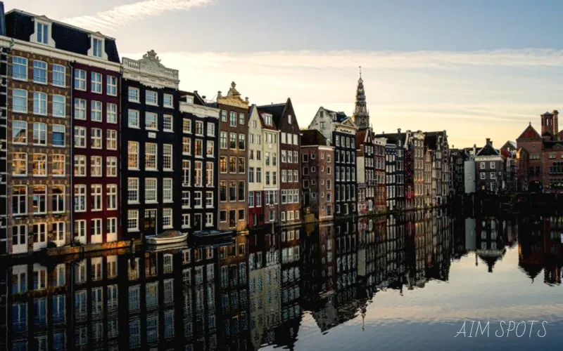 historic amsterdam tram street scene