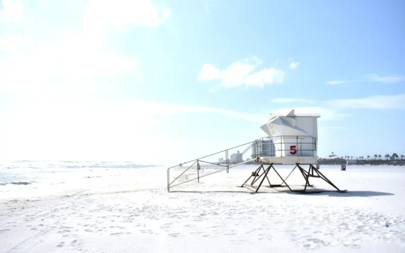 lifeguard tower overlooking california coastline